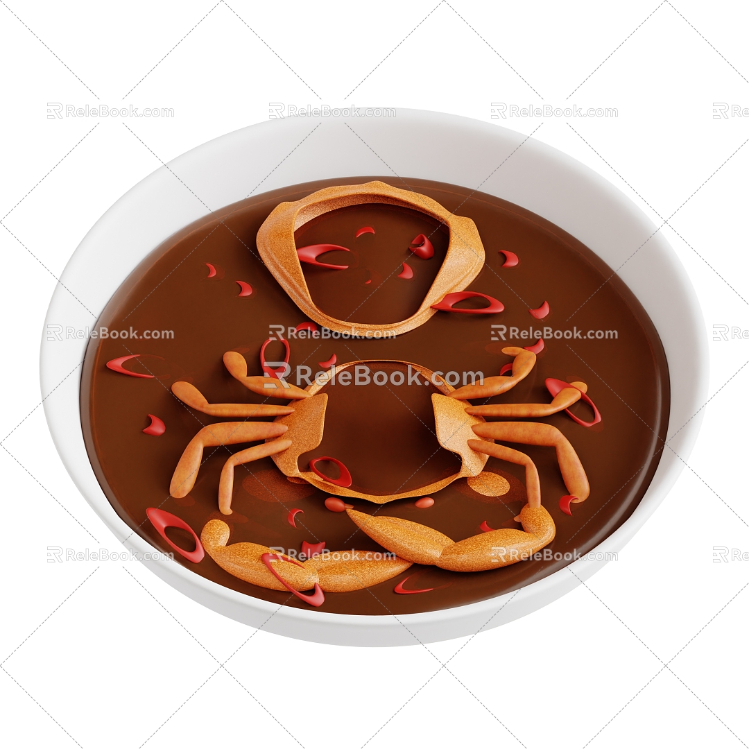 Modern crab soup food cartoon food 3d model