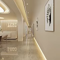 Modern Beauty Hair Salon Lobby With Bright Lighting Marble Floor Green Plant And Reception Desk