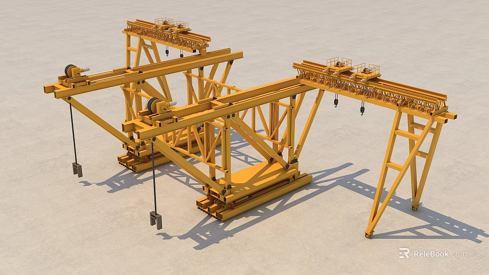 Heavy Duty Yellow Steel Truss Components For Industrial Construction Projects 3d model 