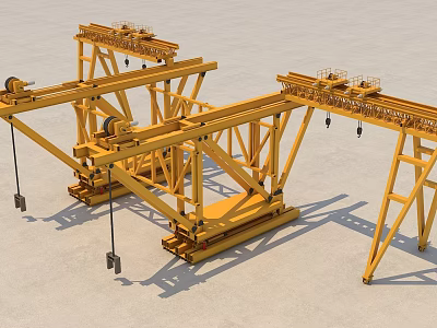 Heavy Duty Yellow Steel Truss Components For Industrial Construction Projects 3d model