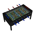 Foosball Table With Red And Blue Players And Handles For Indoor Entertainment