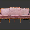 Elegant Pink Classical Sofa With Golden Carved Frame And Soft Cushions
