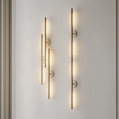 Modern Linear Wall Lamps With Sleek Metal Design Mounted On White Wall 3d model
