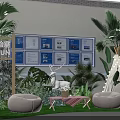 Outdoor Flower Arrangement Decor With White Tent Green Plants Lawn And Decorative Items
