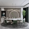 Modern Dining Table and Chair Combination 3d model