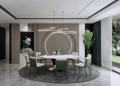 Modern Dining Table and Chair Combination 3d model
