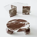 Modern Elegant Coffee Table With Round Marble Top And Transparent Glass Design 3d model