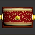 Traditional Decorative Household Item With Red Base Circular Colorful Patterns And Purple Tassels