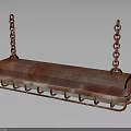 Red Hanging Bench With Textured Surface And Metal Chains For Modern Home Decor