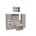 Modern Kitchen Featuring Light Colored Cabinets Marble Countertops And Island With Built In Oven