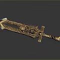 Fantasy Golden Sword With Ornate Hilt Intricate Blade Design And Decorative Details
