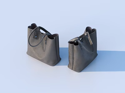 Two Gray Handbags with Black Handles on Light Background Textured Design 3d model