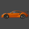 Orange Porsche Style Sports Car With Aerodynamic Design And Large Rear Spoiler