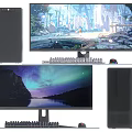 Modern Desktop Setup Featuring Monitor Tower Keyboard Mouse And Scenic