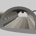Concrete Arch Tunnel Structures With Multiple Curved Sections And Roadway Lanes 3d model