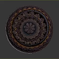 Decorative Ornament Set With Intricate Carved Design Dark Colored Elegant Base And Ornate Lid