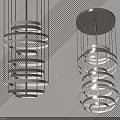 Modern Chandelier with Layered Circular Rings and Sleek Metal Structure for Interior Decor