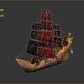 Retro sailing ship ancient ship ancient warship large ancient ship ancient warship 3d model