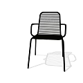 Modern Metal Dining Chair With Slatted Back Armrest And Sturdy Steel Frame Design