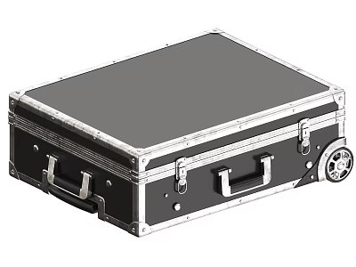 Black Luggage Case With Metal Frame Handles And Wheels For Travel Use 3d model
