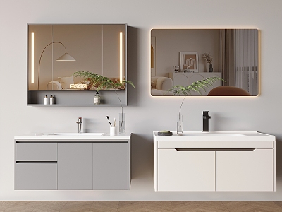 Modern bathroom cabinet faucet smart bathroom mirror 3d model