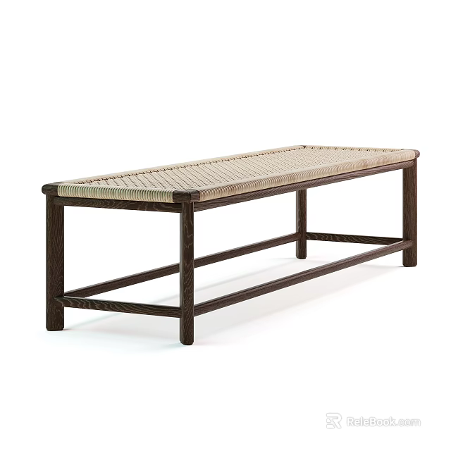 Elegant Dining Chair with Wooden Frame and Woven Seat Design 3d model 