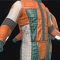 Green Orange Gray Jumpsuit Two Piece Set With Sleeved Full Length Patched Design