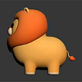 Cute Cartoon Lion Toy 3D Model with Orange Mane and Yellow Body in Adorable Design