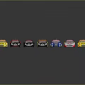 Colorful Race Car Models Arranged Neatly With Various Bright Hues