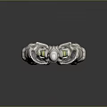 Futuristic Cybernetic Character And Biomechanical Creature With Skeletal Structure And Glowing Green Parts