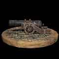 Military Vehicle Featuring Inspection Marked Vintage Cannon On Stone Pavement