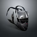 Futuristic Mechanical Helmet Design With Metallic Surface And Antenna Like Parts