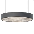 Two Modern Round Chandeliers with Gray Frame and Natural Marble Texture Design 3d model
