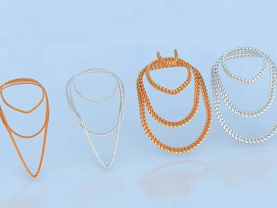 Trendy Layered Gold And Silver Chain Design Necklaces Fashion Jewelry Accessories 3d model