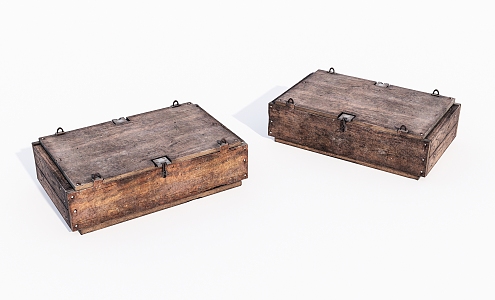 Old wooden box 3d model