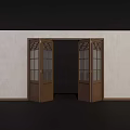 Wooden Folding Doors With Glass Panels Installed On Indoor White Wall