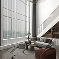 Modern Apartment Interior With Staircase Storage Cozy Seating And Marble Accents