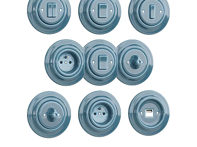 Modern Round Electrical Switch Panels Featuring Various Switches And Sockets For Home Use 3d model
