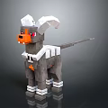 Pixelated Dog Like Creature Game Character With White Horns Orange Nose And Gray Body