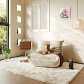 Cozy Bean Bag Chair With Teddy Bear Black Cat And Butterfly Art In Living Room