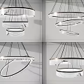Modern Contemporary Chandelier Design With Circular Ring Crystal Elements And Multi Layer Hanging Pendant Structure 3d model