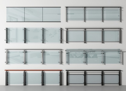 Modern Guardrail Glass Railing Guardrail 3d model