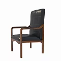 Comfortable Black Leather Armchair With Solid Wood Arms And Modern Design