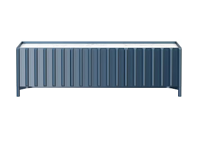 Modern Blue Sideboard with Vertical Striped Design and Sleek Clean Lines for Living Room 3d model