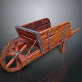 Wooden Wheelbarrow Garden Transport Equipment With Large Wheel And Metal Supports