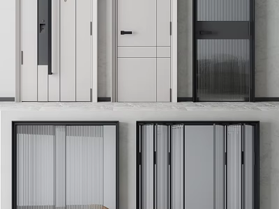 Modern Minimalist Swing Door Design With White Panel And Black Metal Frame 3d model