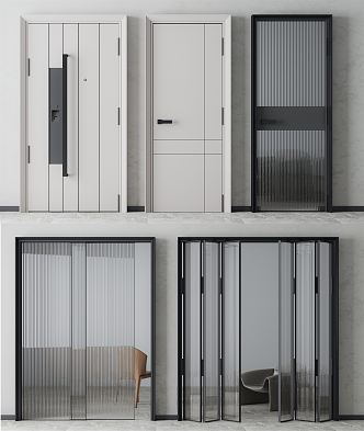 Modern swing door combination 3d model