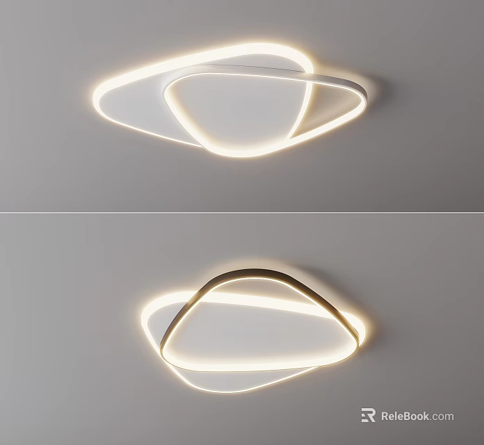 Modern Minimalist White Ceiling Light With Geometric Ring Design And LED Illumination 3d model 