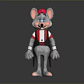 3D Cartoon Gray Mouse Character With Red Cap Red And White Shirt And Gloves
