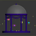 Purple Artistic Decoration With Transparent Dome Glowing Base And Colorful Surrounding Stars